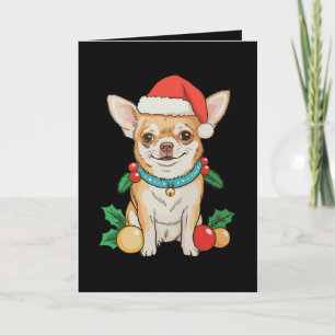 Carte Chihuahua Chapeau de Père Noël Ornements de Noël X