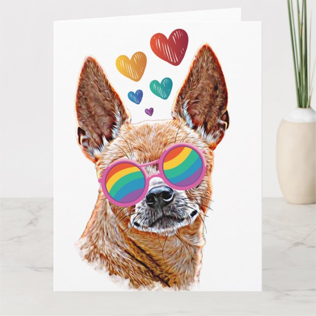 Carte Chihuahua Chien avec Coeurs Saint Valentin (Devant)