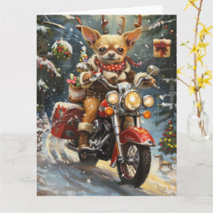 Carte Chihuahua Chien équitation moto Noël