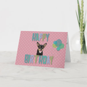 Carte Chihuahua Chien Heureux Ballons Pois d'anniversair