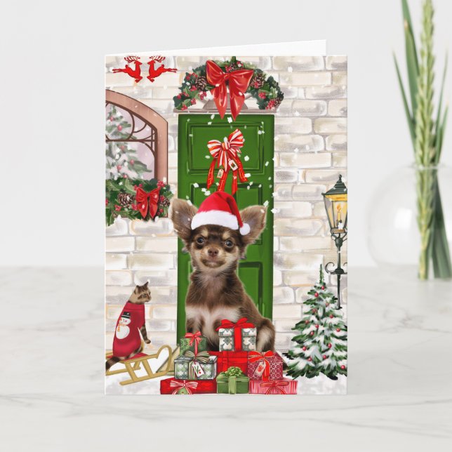 Carte Chihuahua Chien Noël  (Devant)