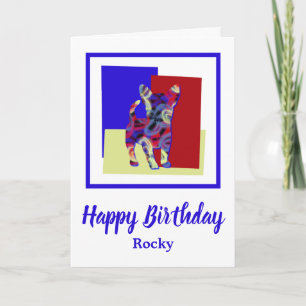Carte Chihuahua Chien Silhouette Rouge Bleu Jaune Annive