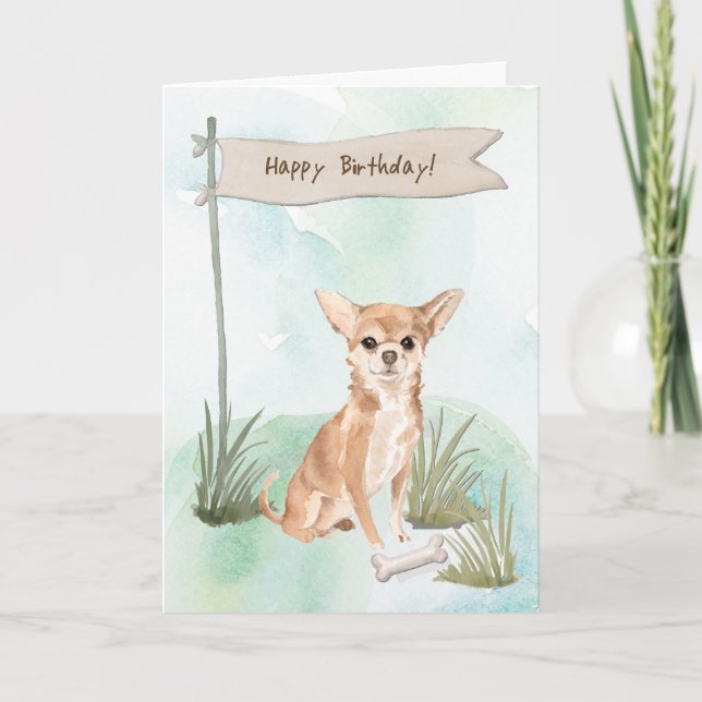 Carte Chihuahua Chien sous signe d'anniversaire (Devant)
