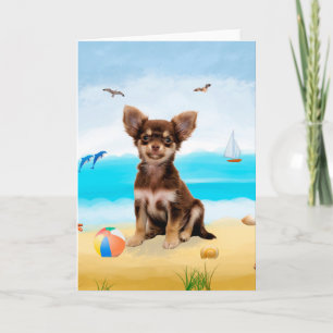 Carte Chihuahua Chien sur la plage