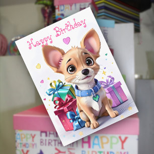 Carte Chihuahua Chiffres et Voeux de coeur Anniversaire
