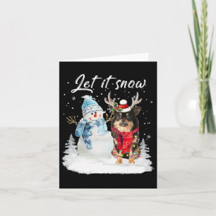 Carte Chihuahua Long Haie Chien Père Noël Noël Snowman