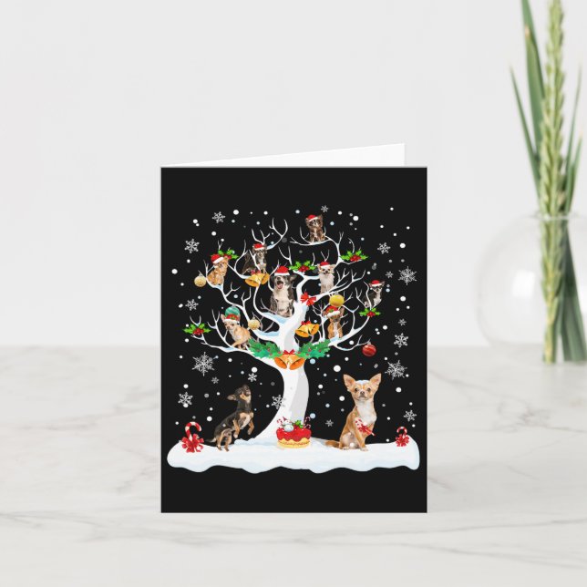 Carte Chihuahua Noël Noël Noël Arbre Amoureux des chiens (Devant)