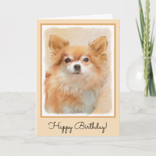 Carte Chihuahua Peinture de Chien à long Haired Art orig
