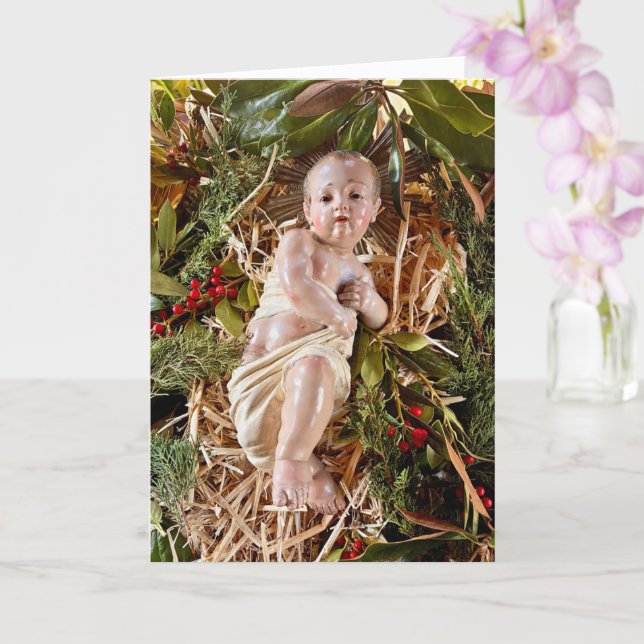 Carte Child in Manger Christmas Card (Orchidée)