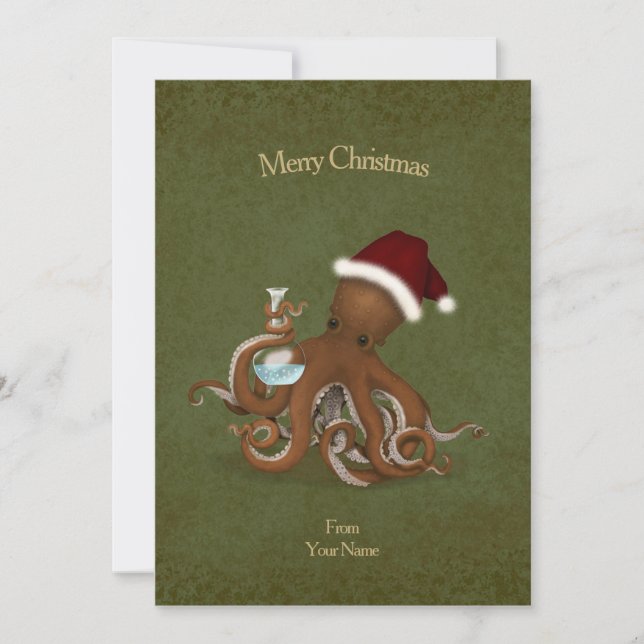 Carte Chimie Octopus Parchemin Vintage Noël (Devant)