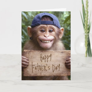 Carte Chimpanzé avec pancarte pour la fête des pères