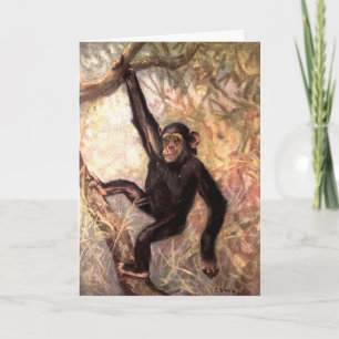 Carte Chimpanzé par CE Swan, Animaux sauvages de la jung