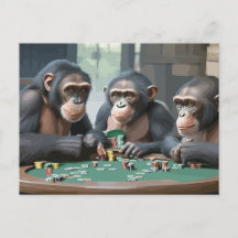 carte Chimpanzés jouer au poker
