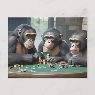 carte Chimpanzés jouer au poker