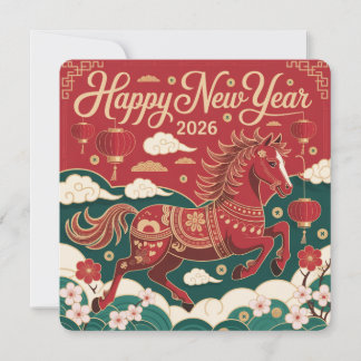 Carte Chinese New Year 2026 Red Fire Horse 