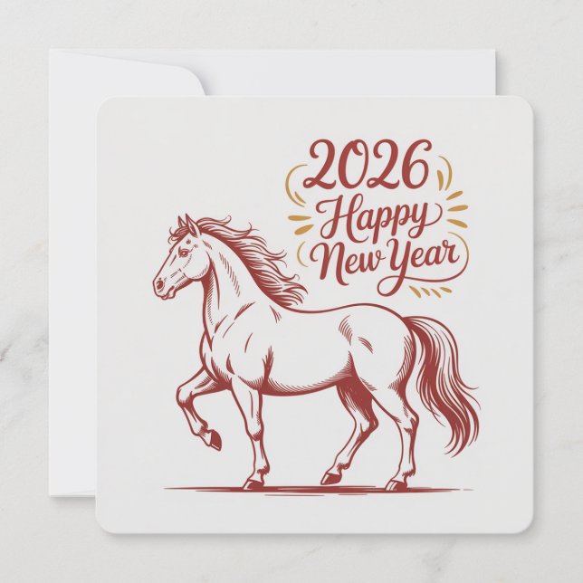 Carte Chinese New Year 2026 Red Fire Horse Card (Devant)