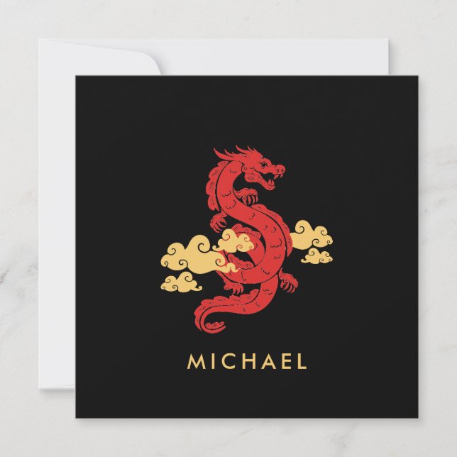 Carte Chinois Lunar New Year Dragon 2024 Personnalisé (Devant)