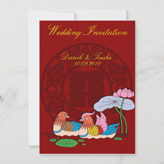 Carte chinoise de faire-part de mariage conçue par (Devant)