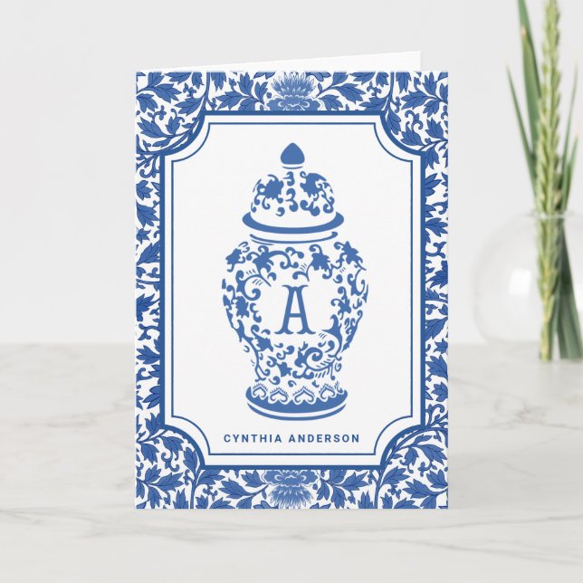 Carte Chinoiserie Chic GingerJar | Monogramme A | Import (Devant)