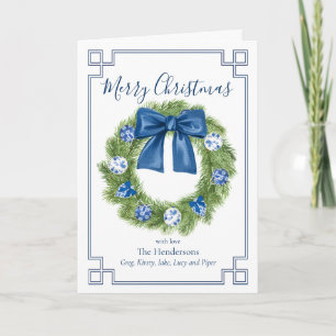 Carte Chinoiserie Couronne bleue et blanche