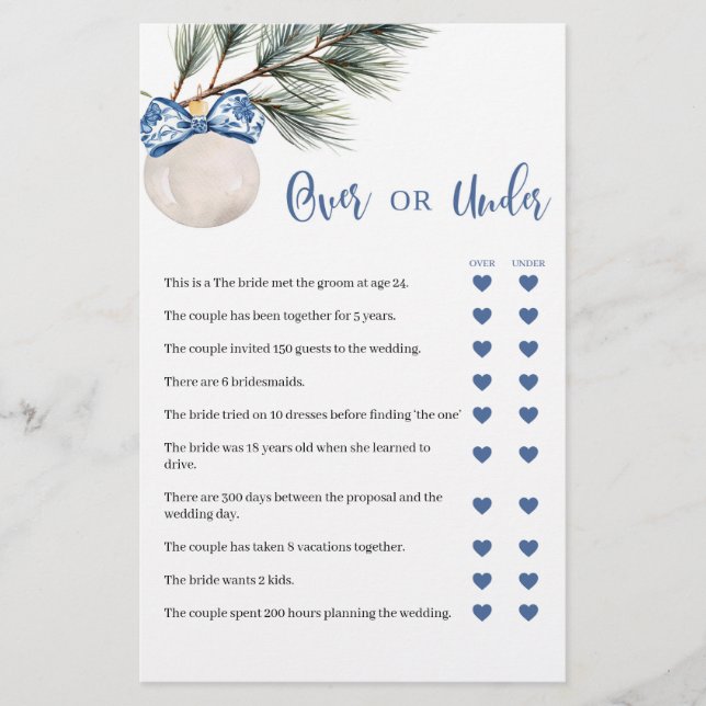 Carte Chinoiserie d'hiver Bow Over or Under Games (Devant)