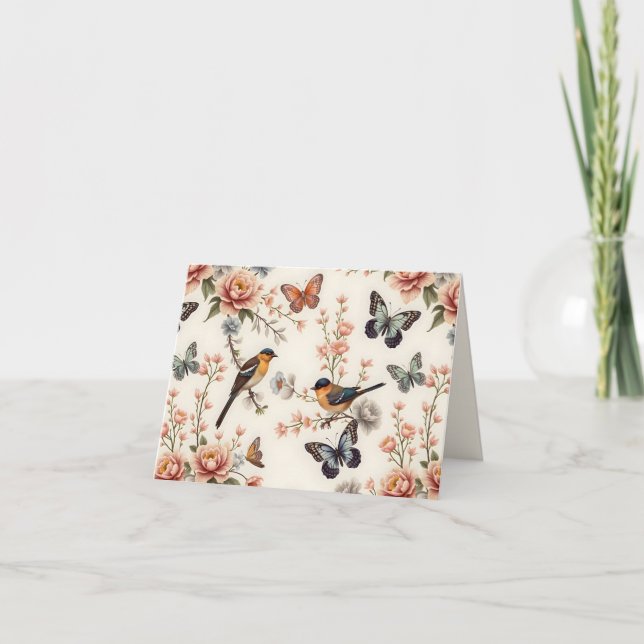 Carte Chinoiserie Harmonie des oiseaux et des papillons (Devant)