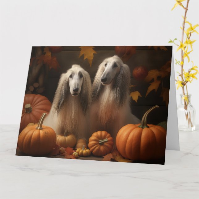 Carte chiot afghan hound Autumn Delight Citrouille (Fleur jaune)
