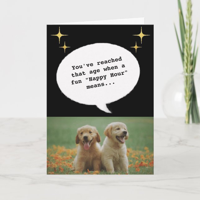 Carte Chiot branché Happy Hour Obtenir Vieux Anniversair (Devant)