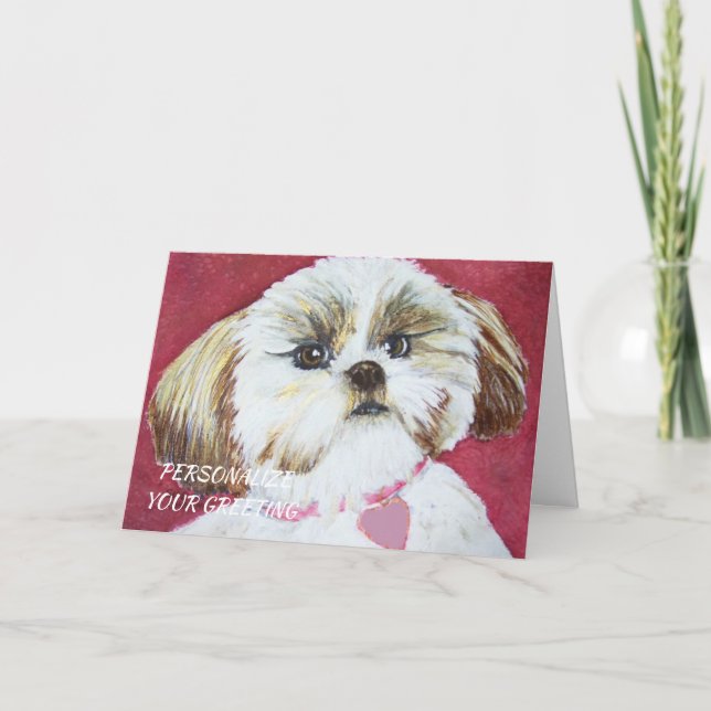 Carte Chiot de marionnette Shih-Tzu doux (Devant)