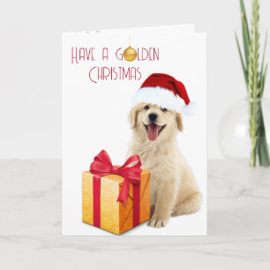 Carte Chiot de Noël Golden Retriever