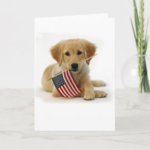 Carte Chiot et drapeau de golden retriever