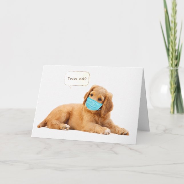 Carte Chiot Golden Retriever avec masque facial (Devant)