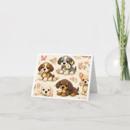 Carte Chiot Mignon Papillon Floral – Art Canin Fantaisis