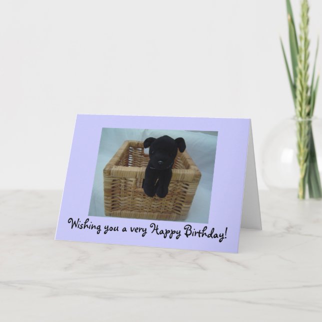Carte Chiot Noir Dans Une Panier (Devant)