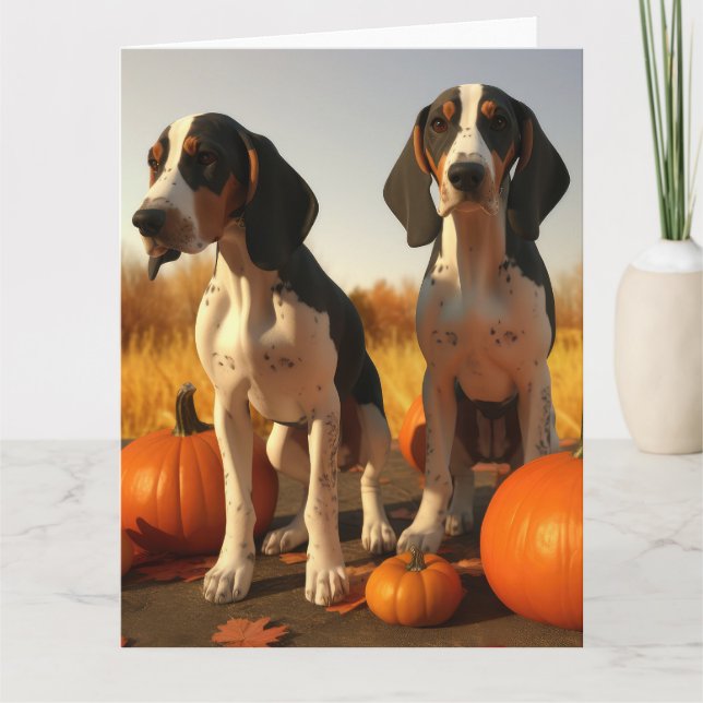 Carte Chiot Treeing Walker Coonhound Citrouille d'Automn (Devant)