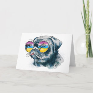 Carte Chiot Tropical Aquarelle