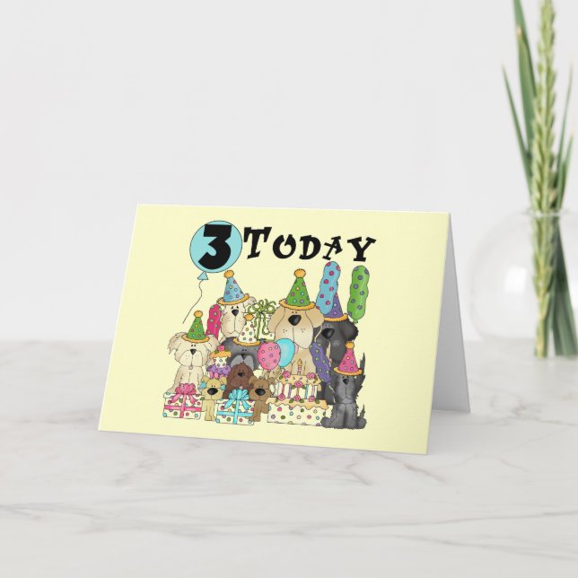 Carte Chiots 3e anniversaire Bash Tshirts et cadeaux (Devant)