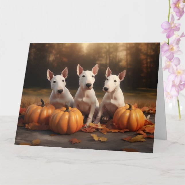 Carte Chiots Bull Terrier Délice d'Automne Citrouille (Orchidée)