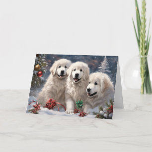 Carte Chiots des Pyrénées 3 Scene de Noël d'hiver
