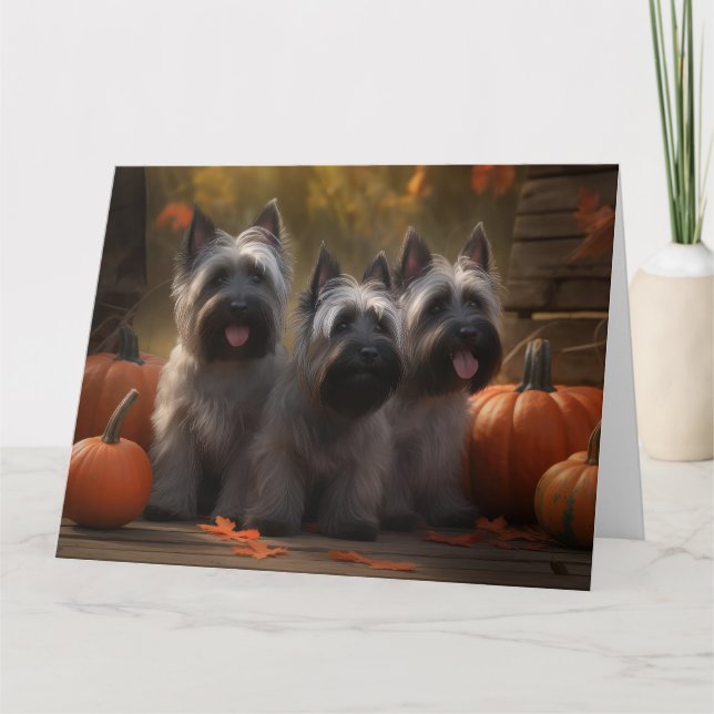 Carte Chiots Skye Terrier Délice d'Automne Citrouille  (Devant)