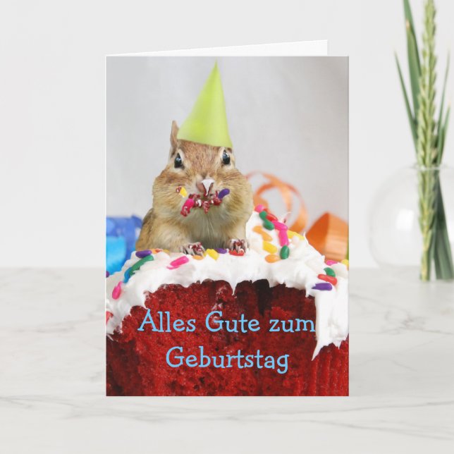 Carte Chipmunk d'anniversaire allemande (Devant)