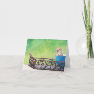 Carte Chipmunk dans Blue Bowl Animal Art Note Card