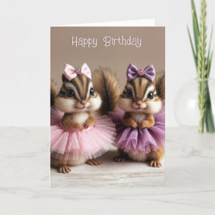 Carte Chipmunks d'anniversaire portant des tutus