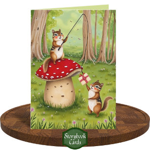 Carte Chipmunks Drôle Jouer Toadstool Joyeux anniversair