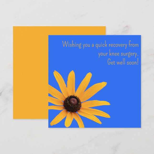 Carte Chirurgie du genou jaune bleu floral obtenir bien  (Devant / Derrière)