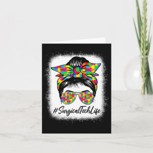 Carte Chirurgie Tech Messy Bun Femmes soutenant l'autism