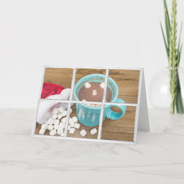 Carte Chocolat chaud de Noël au visage heureux (Devant)