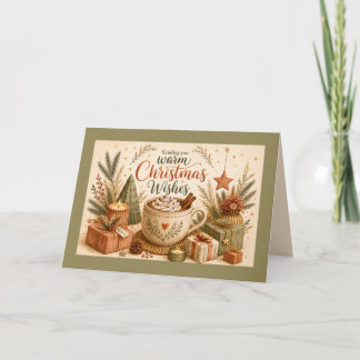 Carte Chocolat Chaud de Noël Cosy Botanique Vert
