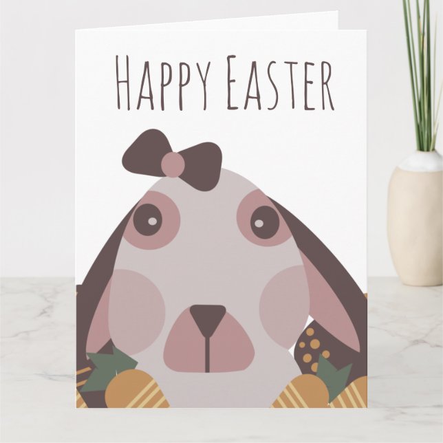 Carte Chocolat Joyeux Oeufs de Pâques Carottes de lapin (Devant)