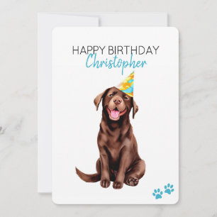 Carte Chocolat Lab Chien Personnalisé Joyeux Anniversair